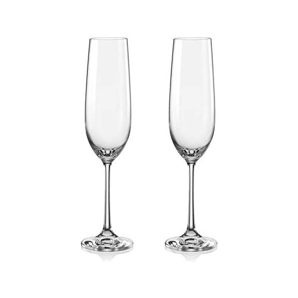 チェコの老舗ガラスメーカー「クリスタレックス社」製、VIOLAシリーズのシャンパングラス190ml（ペアセット）。フルート型のすらりとした形状が、スパークリングワインやシャンパンの泡を美しく引き立てます。高品質なカリクリスタルガラスを使用し...