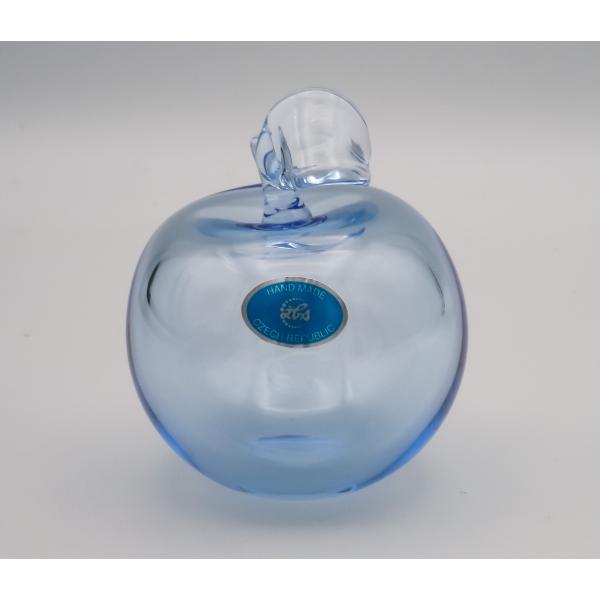 ボヘミアングラス ガラス 置物 Apple りんご ライトブルー