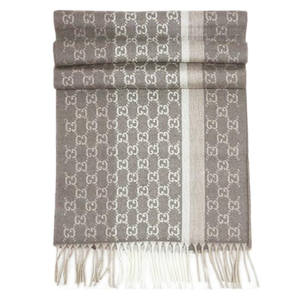 GUCCI GGパターン マフラー 35 X 165 cm グレー系　確実正規 GUCCI GGパターン マフラー 35 X 165 cm グレー系 確実正規