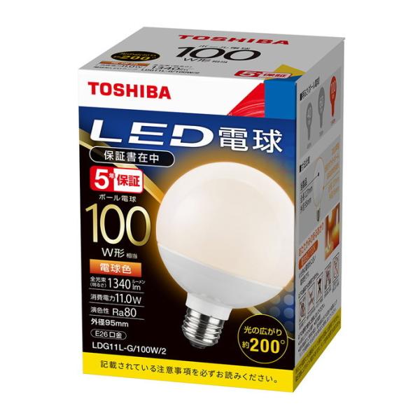 ŃCebN LEDd {[d` E26 Oa95mm^Cv ̍L200x {[d100W 5Nۏ dF2700K:LDG11L-G/100W/2
