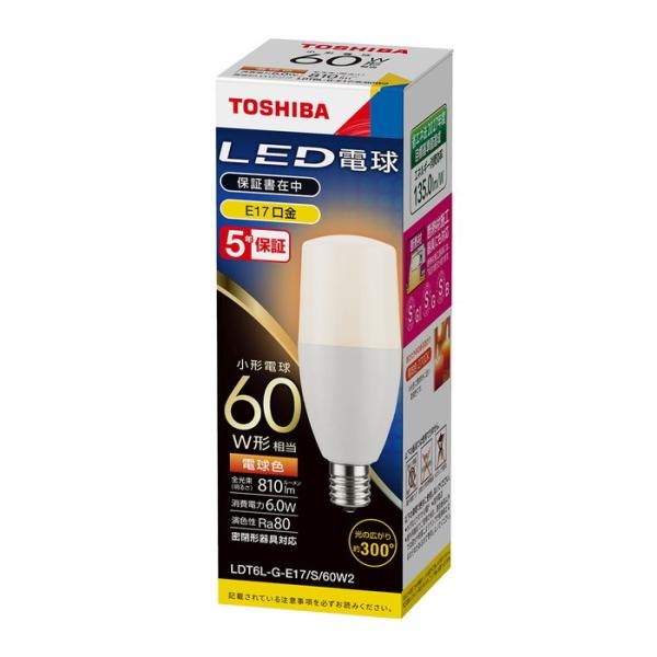 ���Ń��C�e�b�N LED�d�� T�` ����E17 ���̍L�����300�x ���^�d��60W�`���� 5�N�ۏ� �d���F2700K:LDT6L-G-E17/S/60W2