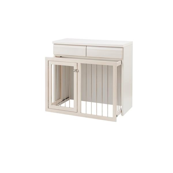 国産 幅90cm おしゃれ おしゃれ 省スペース 天然木 完成品 ホワイト 中型犬 収納付き 犬用品 ホワイト お洒落 小型犬 ペット用品 犬小屋 ケージ