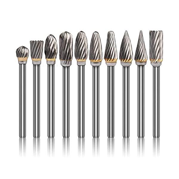 他サイト： Wolfride リュータービット タングステン鋼でゴリゴリ削れる超硬カッター 金属加工用 超硬ドリルビット ロータリーバー（3mm軸 刃幅6mm）10本セットの商品画像