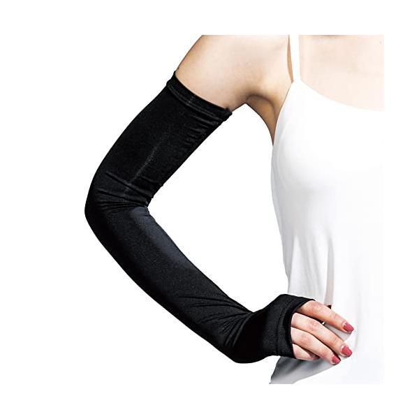 おたふく手袋Otafuku Glove 夏用アームカバー コンプレッション 吸汗速乾 UVカット 接触冷感 レディース JW-617 ブラック フリー