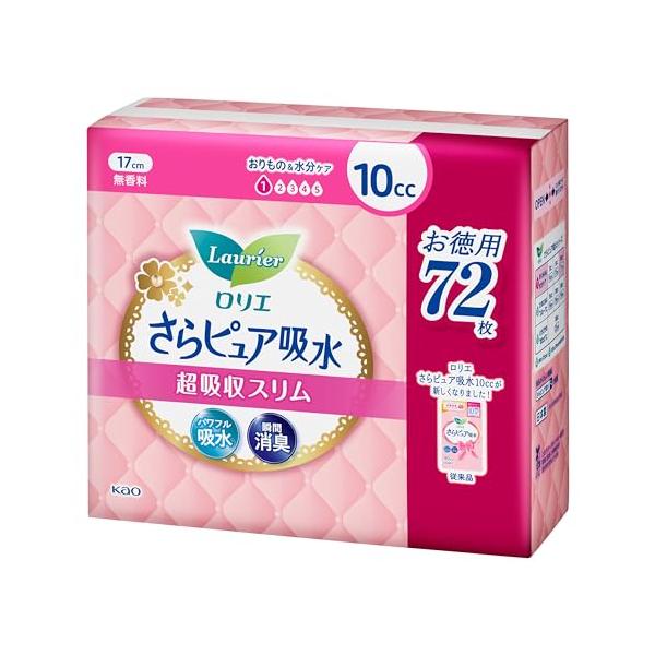 他サイト： ロリエさらピュア吸水 超吸収スリム10cc 無香料 スーパージャンボ72枚パンティライナー 吸水ケア 尿もれパッドの商品画像