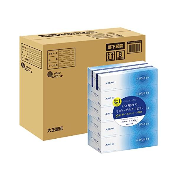 他サイト： エリエール 箱ティシュー プラスウォーター(+Water) 180組×20箱(5箱×4セット)【ハーフケース】の商品画像