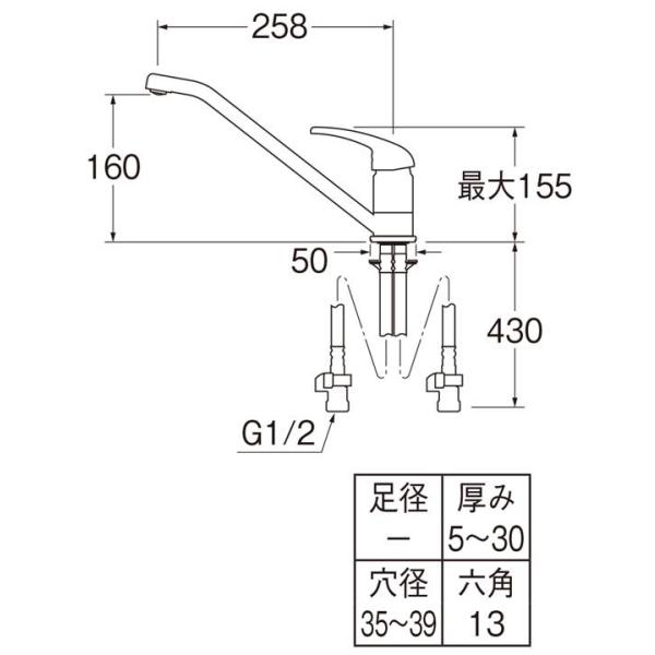 �y�݌ɗL��z�yK87111JV-FD-13�zSANEI �V���O�����o�[�������� ��ʒn�d�l �L�b�`���p �����z�[�� ���ʓf�� K87110JV-13��p�@�� �O�h���� ���i�摜1