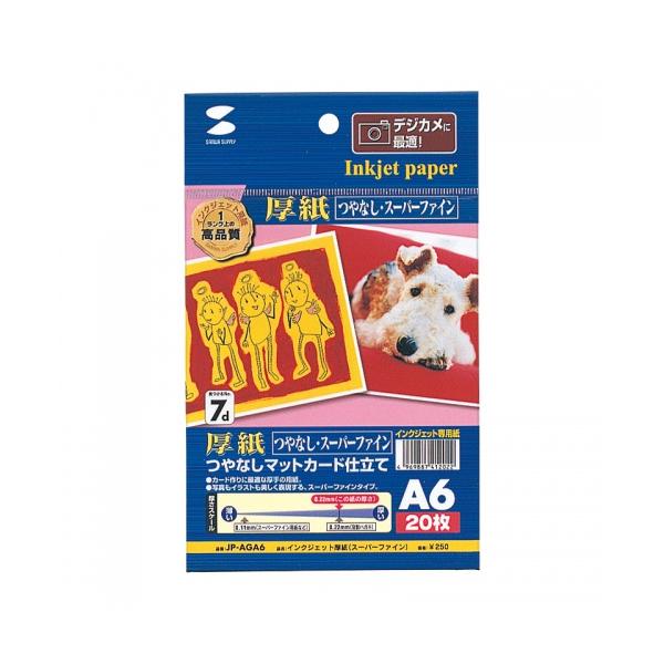 まとめ）サンワサプライ インクジェットプリンタ用紙・厚手（A6） JP