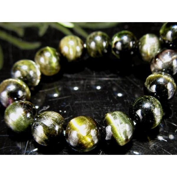 全珠キャッツアイ 4A+ グリーンキャッツアイ トルマリン ブレスレット