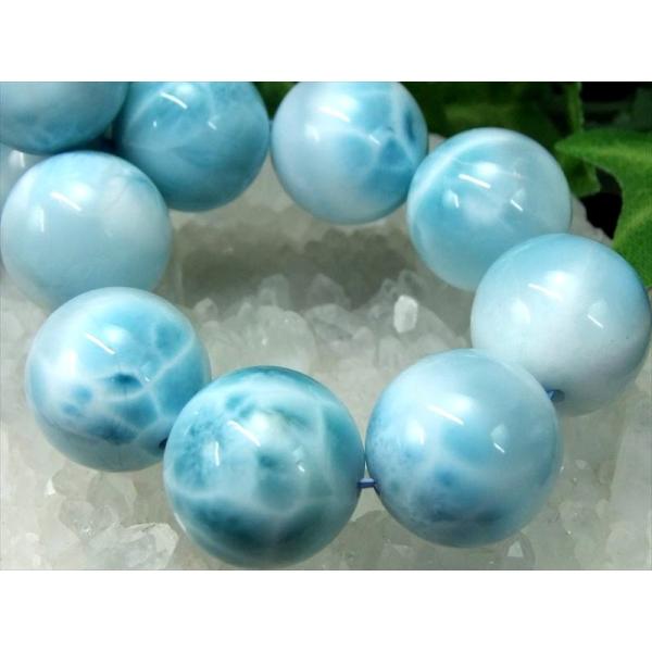 巨大 水面模様くっきり 4A ラリマー ブレスレット 18mm-18.5mm×13珠 愛