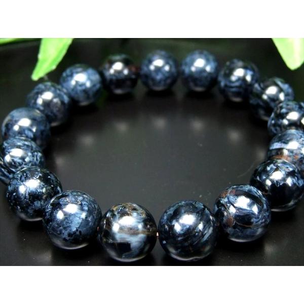 店頭展示中 希少 5A ブルーピーターサイト ブレスレット 11.5mm-12mm×17珠 極上マーブルブルー テンペストストーン 嵐の石 自然の造形美 1点もの ナミビア産