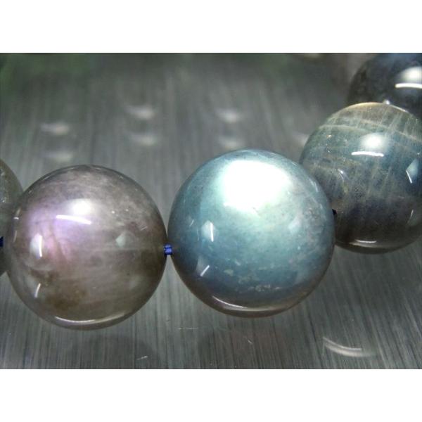 迫力の巨珠 パープルシラー ラブラドライト ブレスレット 19mm-19.5mm×13珠 内径19.5cm スペクトロライト 濃いブルーシラー 信念を貫く力 一点もの