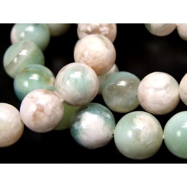 まるで咲き誇る桜と新緑 グリーンチェリーブロッサムアゲート ブレスレット 11mm-11.5mm×18珠前後 ふんわり桜雲に差すグリーン彩 桜瑪瑙 マダガスカル産