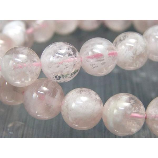 セリサイトインローズクォーツ ブレスレット 9.5mm-10mm×21珠前後