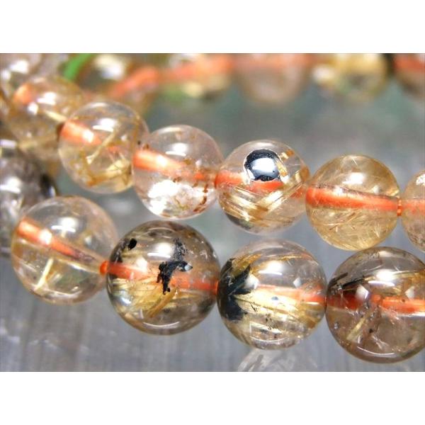 透明 3A 母岩ヘマタイト入り ゴールドルチルクォーツ ブレスレット 8mm-8.5mm×24珠前後 金針たっぷり 繊細針やタイチン入りも ブラジル産 パワーストーン