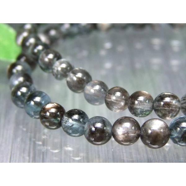 透明・ブルー珠有り ブラックシラーアクアマリン モスアクアマリン ブレスレット 約4.5mm-5mm×39珠前後 透明感あり スタイリッシュなブラックカラーMIX
