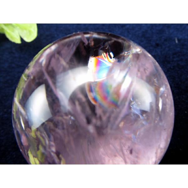 虹入り ラベンダーアメジスト 丸玉 台付 直径38mm 重さ77g 透明 愛の 