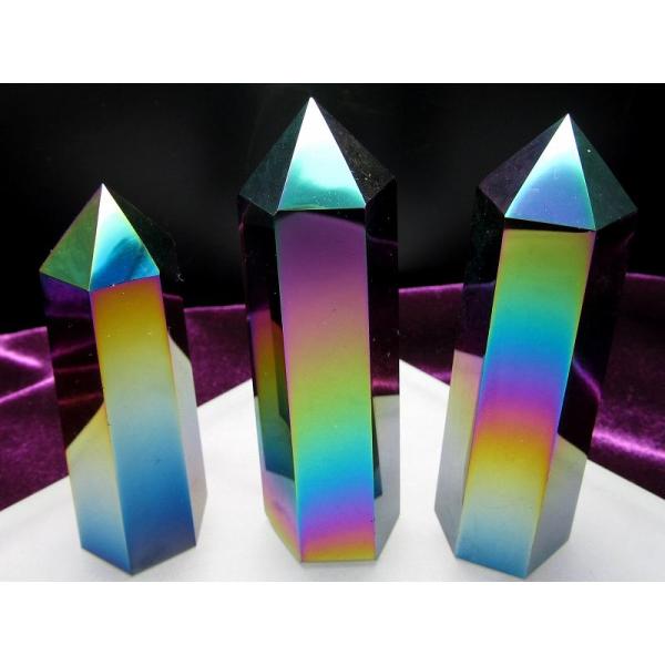 オブシディアン 天然石 ❑ 珍しい翠 無垢 六角柱置物 ❒ オブジェ