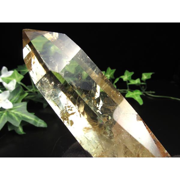 虹入り水晶六角柱(専用台付き) 水晶 特大 AAAAA (約2.86kg) 六角柱 ポイント 極上虹入り