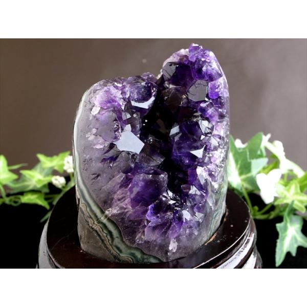 濃い紫 5A アメジスト クラスター スタンドタイプ 高さ120mm 重さ685g