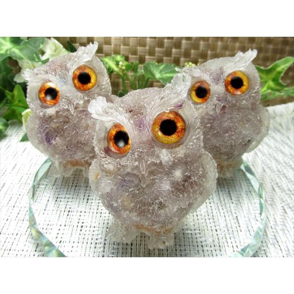 全巡礼★人気を集め目標達成★成功のフクロウオルゴナイト スーパーセブンサザレ入り フクロウ型 オルゴナイト 重さ約90g