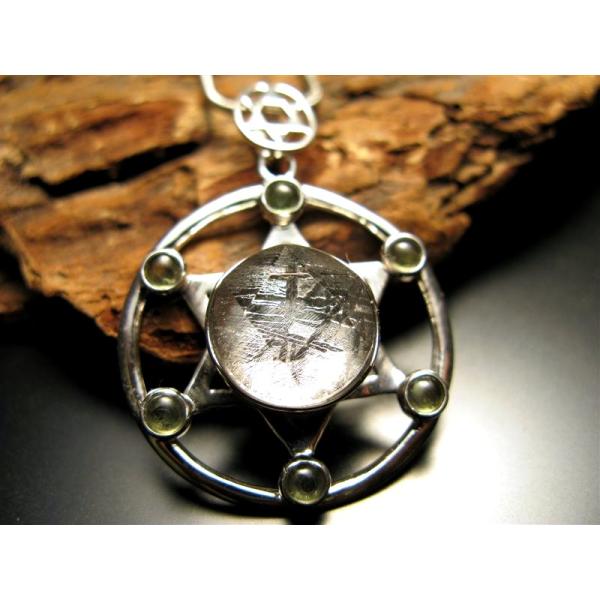 silver925 ギベオン隕石×モルダバイト 六芒星 ペンダント comrose_pe-90148-p