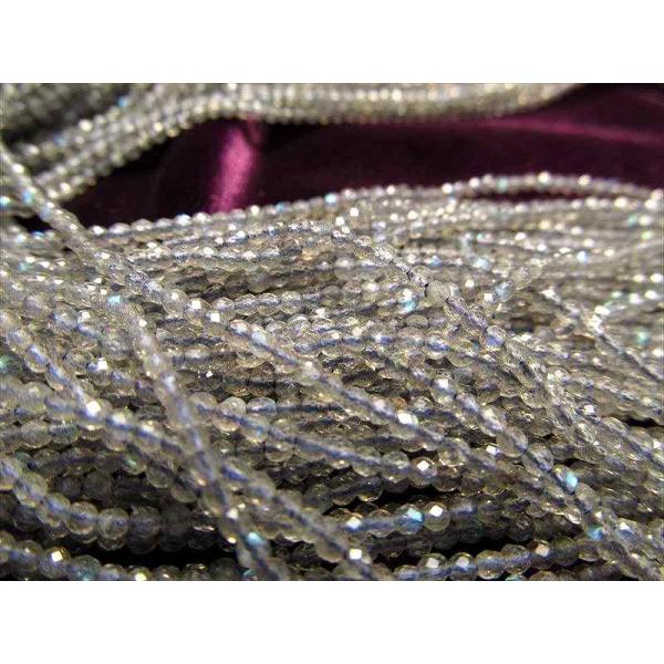 超透明 ラブラドライト カット 約2mm 一連 約38-40cm 穴径約0.4mm ラブラドライト連 マダガスカル産 パワーストーン 天然石