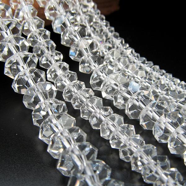 激安宣言 キラキラカット 約6mm-6.5mm 厚み約 約3mm 溶錬水晶 ボタンカット 一連 約37-39cm ロンデル geki パワーストーン 天然石