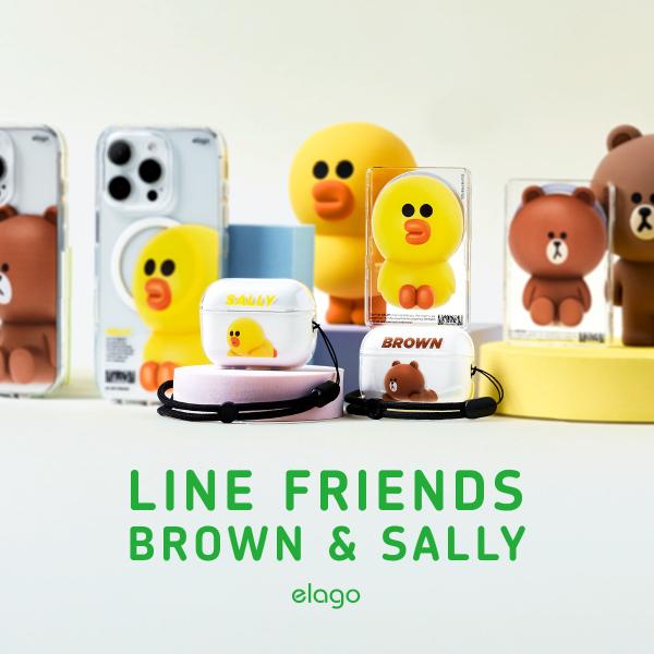 elago AirPods Pro 2 対応 ケース ラインフレンズ ライセンス ストラップ 付 耐衝撃 クリア TPU カバー [ Apple AirPodsPro2 エアポッツプロ 第2世代 MQD83J/A MTJV3J/A 対応 ] LINE FRIENDS Brown Sally ブラウン