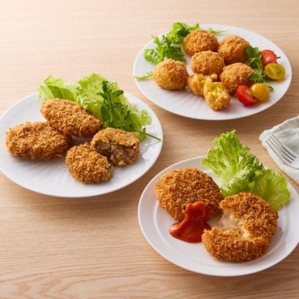とうもろこしの自然な甘み、蟹の美味しさをギュッと濃縮したベシャメルソースの蟹クリームコロッケ、牛肉の旨みがあふれるビーフコロッケの３種セット。■仕様： ・セット内容：北海道産とうもろこしのプチクリームコロッケ 6個入り×1P / トマトソー...