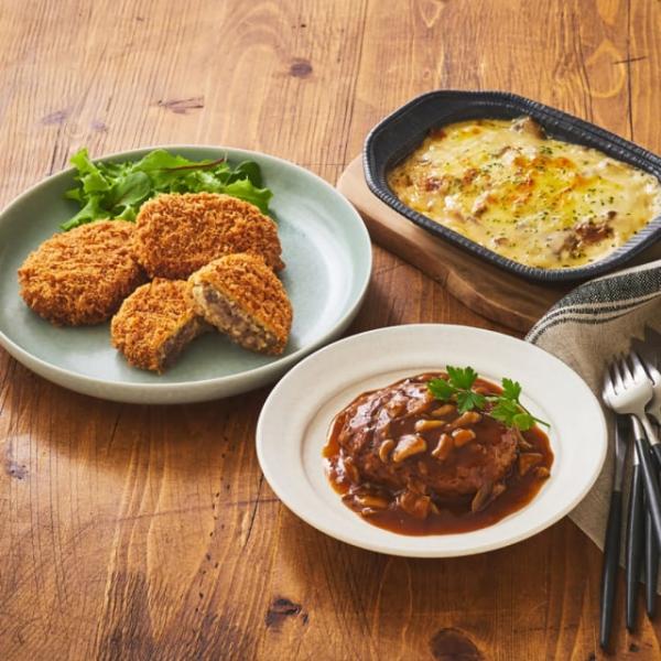 神戸コロッケの人気商品とRFFFのビーフを使ったデリの詰め合わせ。お肉好きな方に。黒毛和牛の濃厚な旨みとなめらかなベシャメルのドリア、デミグラスソースで煮込んだビーフ１００％のハンバーグ、ほくほくのじゃがいもを国産ビーフが引き立てるポテトコ...