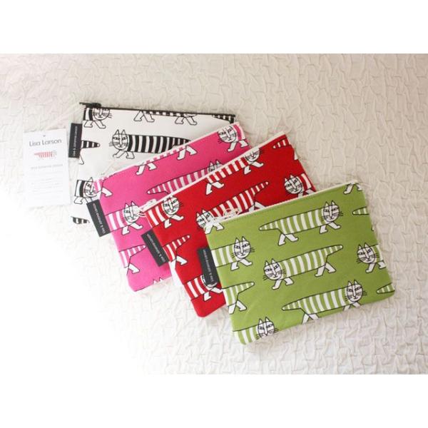 リサラーソン ポーチ しま猫マイキー コットン 化粧ポーチ ペンケース 