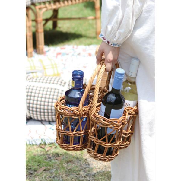 フランス製アンティーク★ワインボトルバスケット　くすみ無し フランス製アンティーク☆ワインボトルバスケット くすみ無し z118