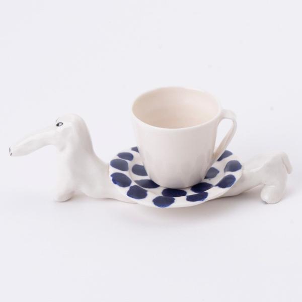 ELEONOR BOSTROM 犬　北欧　陶器　カップ　ソーサー　エレオノール エレオノール・ボストロム カップ&ソーサー 犬 水玉 ブルー ドット
