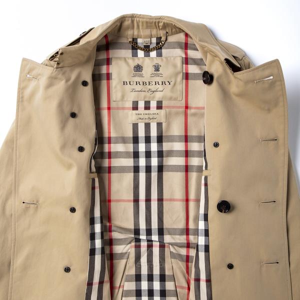 気質アップ 訳有り バーバリー Burberry トレンチコート メンズ チェルシー ミッドレングス トレンチコート 裏地 チェック柄 割引購入