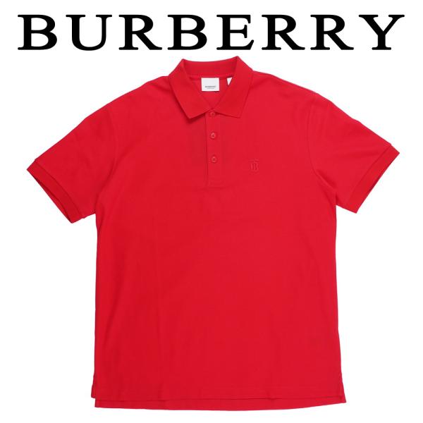 バーバリー 半袖ポロシャツ メンズ レッド ワンポイント ロゴ 刺繍 コットンピケ BURBERRY 8014317 113838 A1460