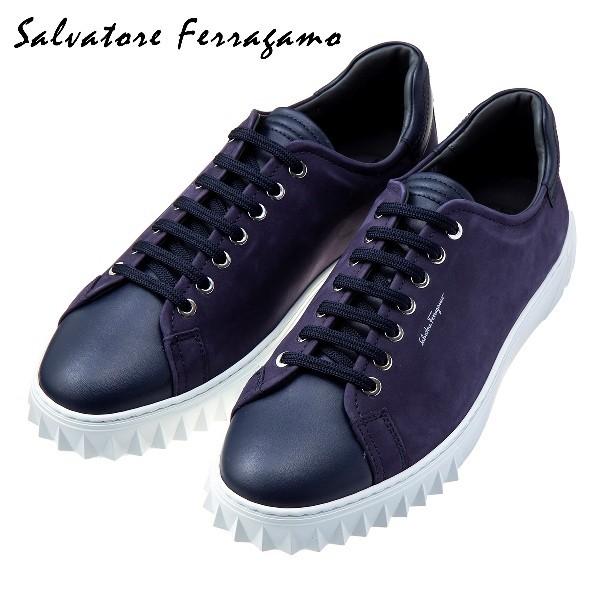 サルヴァトーレ フェラガモ Salvatore Ferragamo メンズ スニーカー スエード レザー NUBUCK CALF SNEAKER  02A888 0686300 ネイビー