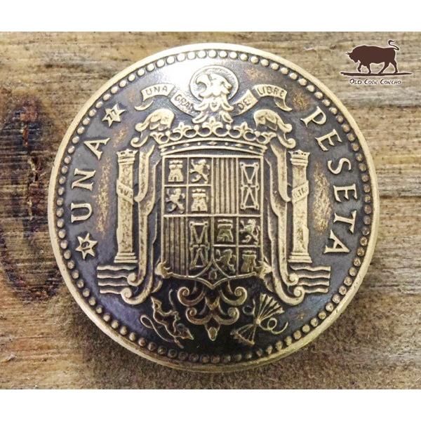 コンチョ スペイン50ペセタ 30mm （5ペセタ 王冠 スペイン 芳ば  