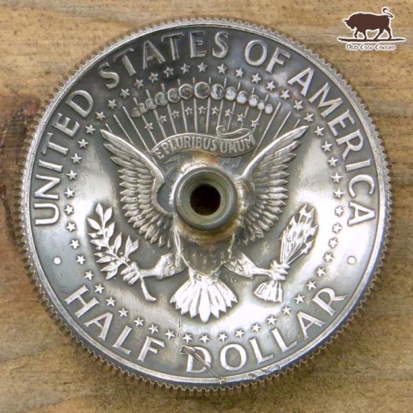 コンチョ ボタン 本物コイン使用 アメリカ 50セント 銀貨 シルバー 