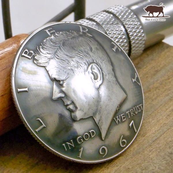 コンチョ ボタン 本物コイン使用 アメリカ 50セント 銀貨 シルバー 
