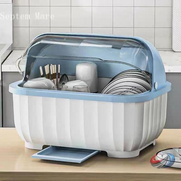 水切りかご フタ付き 水切りバスケット 食器ラック 箸立て ゾンチー カバー付きでほこりを防ぎやすく 開閉しやすい便利なキッチン用ディッシュラック