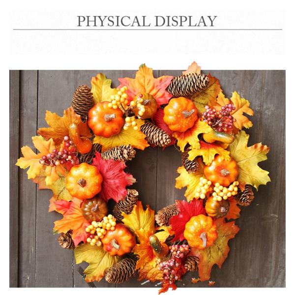 リース ハロウィン 花 秋 手作り クリスマス 飾り付け フラワーリース 造花 ガーデニング 壁掛け飾り 玄関ドア 雑貨 装飾 かぼちゃ
