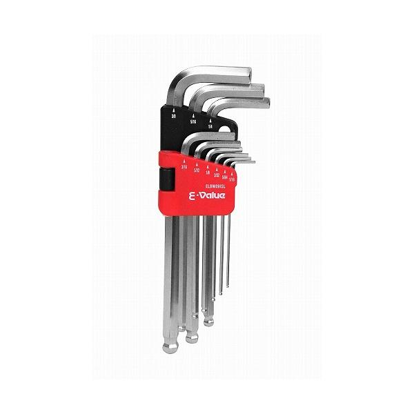 ドライバー・六角棒レンチ ボールポイント六角棒レンチセット セミロング インチ E-Value ELBW09ISL [4977292209311] 藤原産業 メーカー直送