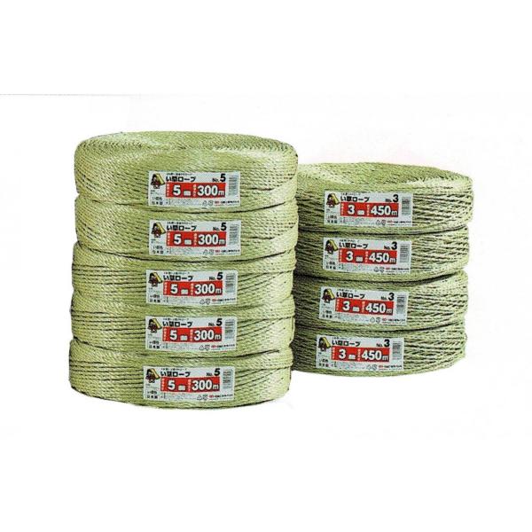 ＰＰい草ロープ　NO.6　　6mm×200m　5巻　（1梱包）　信越工業　【代引き不可】　【送料無料※北海道、沖縄、離島除く】