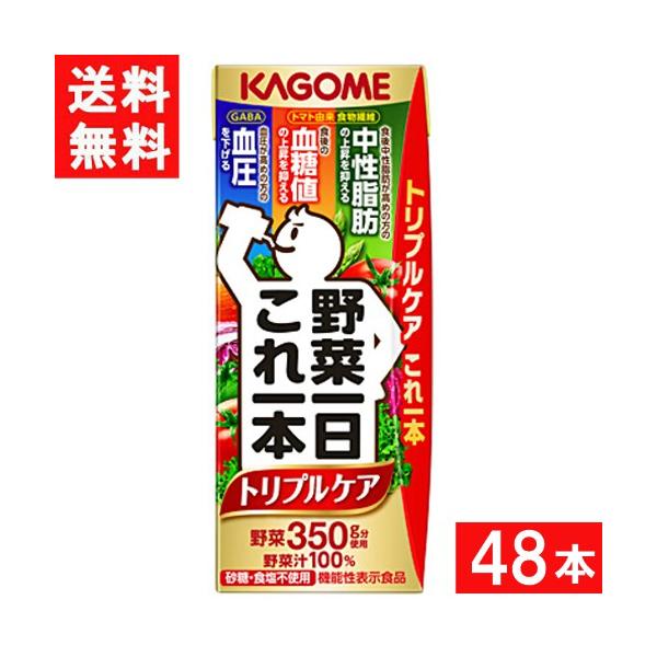 カゴメ 野菜一日これ一本 トリプルケア 200ml 24本×2ケース 48本