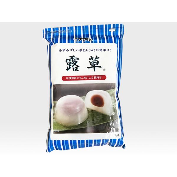 本葛粉を使用した充填タイプの水まんじゅうの素商品詳細＜商品名＞イナゲル　露草＜メーカー＞伊那食品工業株式会社＜原材料名＞ローカストビーンガム、カラギナン、キサンタンガム、グリセリン脂肪酸エステル、食品素材(葛粉、澱粉、寒天等)＜内容量＞1k...