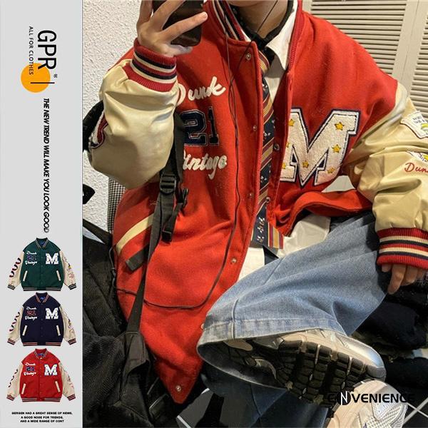 送料無料 スタジャン スタジアムジャンパー メンズ ゆったり 大きいサイズ アウター ブルゾン ジャケット おしゃれ お兄系 ストリート系 B系 人気  安い