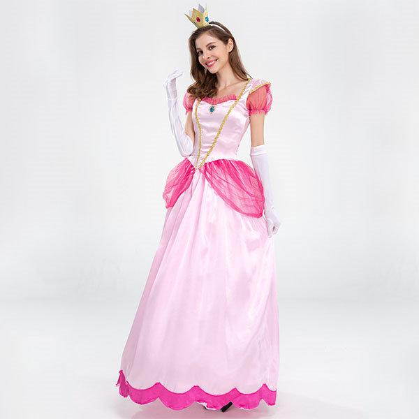 送料無料 スーパーマリオ風 ハロウィン コスプレ 衣装 仮装 ピーチ姫風 