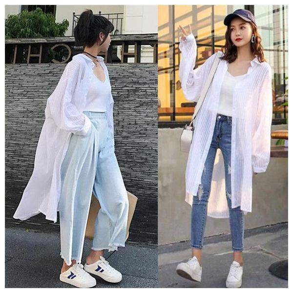 そよ風 サポート 西部 白 ロング カーディガン 夏 Ranran Cafe Jp