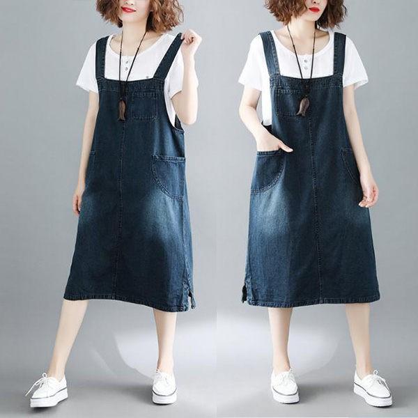 ジャンパースカート デニム Aラインサロペット ワンピース ジャンスカ 膝丈 ひざ丈 ジャンバースカート デニム 大きいサイズ Conve Convenience ヤフー店 通販 Yahoo ショッピング